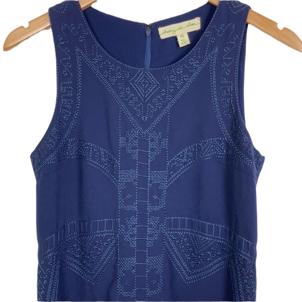 Staring at Stars Sleeveless Navy Sheath Dress